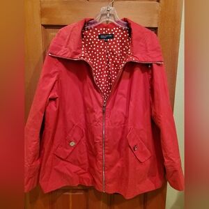 Jones New York Raincoat, red with polka-dot interior